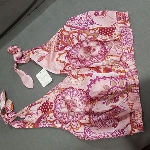 Free People Weekend in Montauk Smocked Crop Tie Strap Tank Blush Combo s…